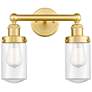 Edison Dover 15.5"W 2 Light Satin Gold Bath Vanity Light With Clear Sh