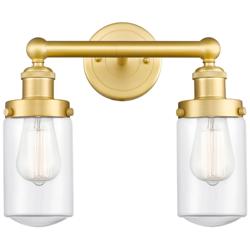 Edison Dover 15.5&quot;W 2 Light Satin Gold Bath Vanity Light With Clear Sh