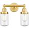 Edison Dover 15.5"W 2 Light Satin Gold Bath Vanity Light With Seedy Sh
