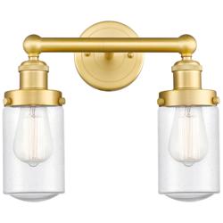 Edison Dover 15.5&quot;W 2 Light Satin Gold Bath Vanity Light With Seedy Sh