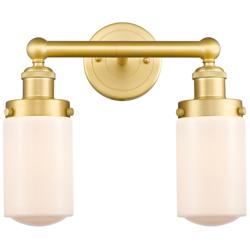 Edison Dover 15.5&quot;W 2 Light Satin Gold Bath Vanity Light With White Sh