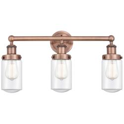 Edison Dover 24.5&quot;W 3 Light Antique Copper Bath Light With Clear Shade