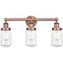 Edison Dover 24.5"W 3 Light Antique Copper Bath Light With Clear Shade