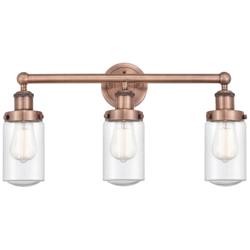 Edison Dover 24.5&quot;W 3 Light Antique Copper Bath Light With Seedy Shade