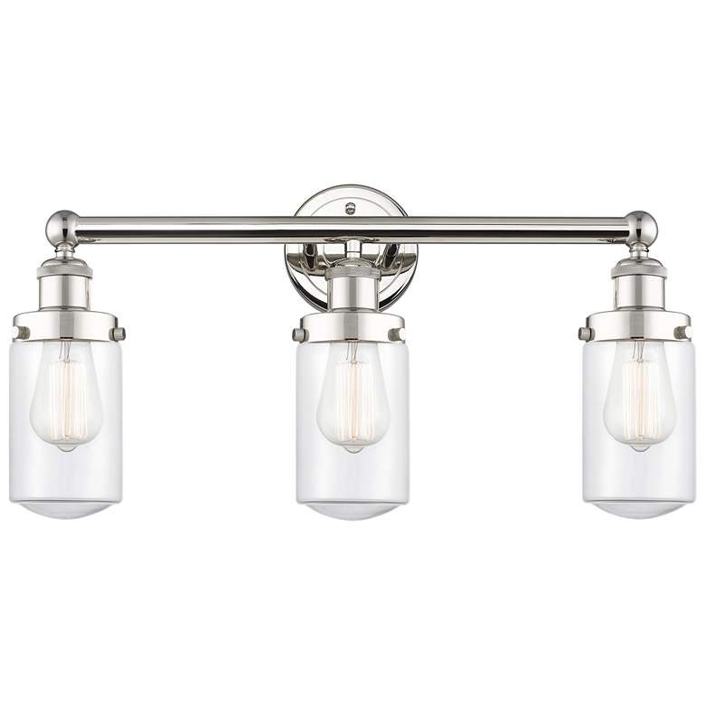 Image 1 Edison Dover 24.5 inchW 3 Light Polished Nickel Bath Light With Clear Shad