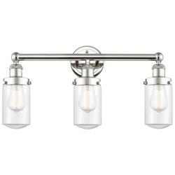 Edison Dover 24.5&quot;W 3 Light Polished Nickel Bath Light With Clear Shad
