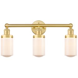 Edison Dover 24.5&quot;W 3 Light Satin Gold Bath Vanity Light With White Sh
