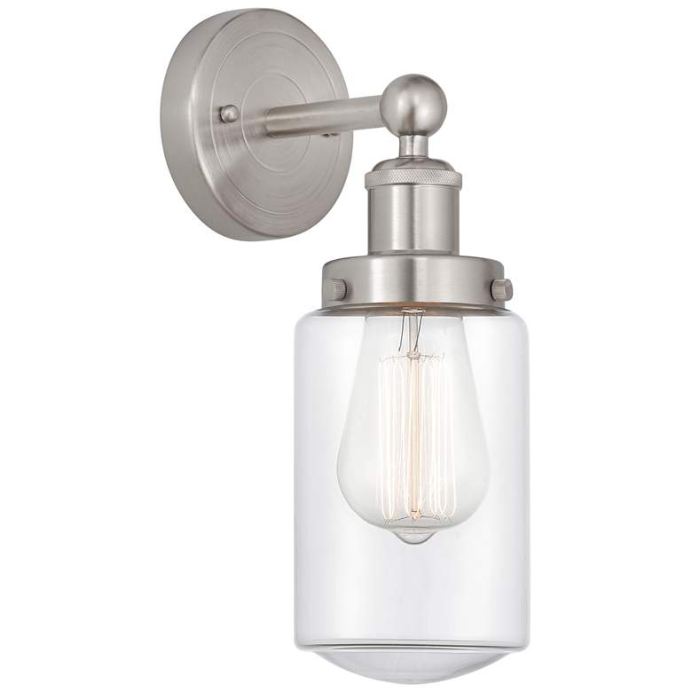 Image 1 Edison Dover 7 inch Brushed Satin Nickel Sconce w/ Clear Shade