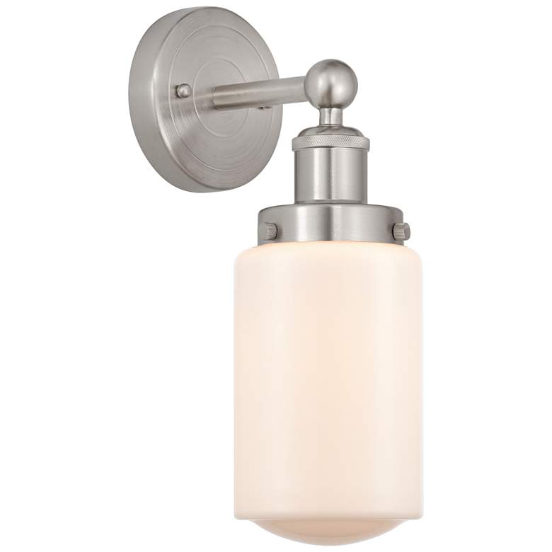 Image 1 Edison Dover 7 inch Brushed Satin Nickel Sconce w/ Matte White Shade