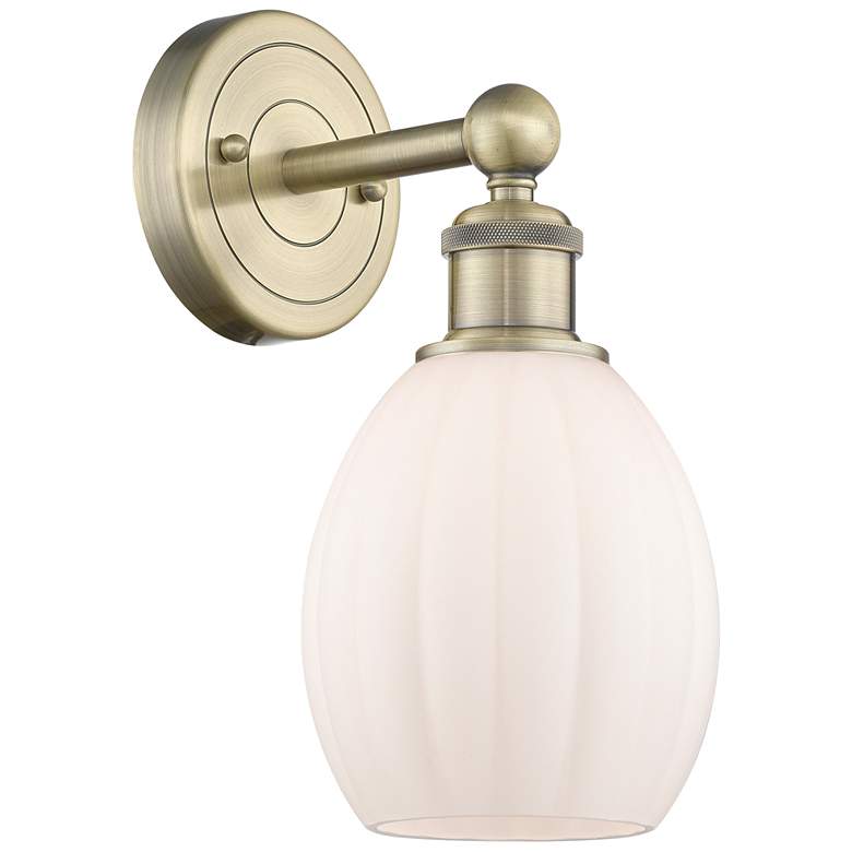 Image 1 Edison Eaton 12.5 inchHigh Antique Brass Sconce With Matte White Shade