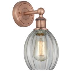 Edison Eaton 12.5&quot;High Antique Copper Sconce With Clear Shade