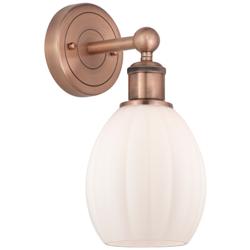 Edison Eaton 12.5&quot;High Antique Copper Sconce With Matte White Shade