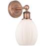 Edison Eaton 12.5"High Antique Copper Sconce With Matte White Shade