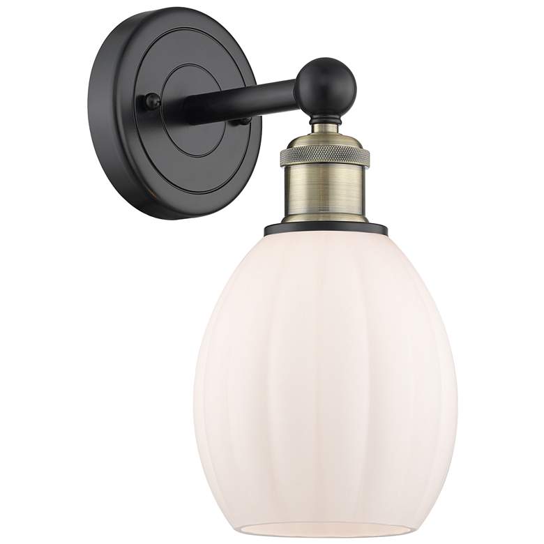 Image 1 Edison Eaton 12.5"High Black Antique Brass Sconce With Matte White Sha