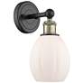 Edison Eaton 12.5"High Black Antique Brass Sconce With Matte White Sha