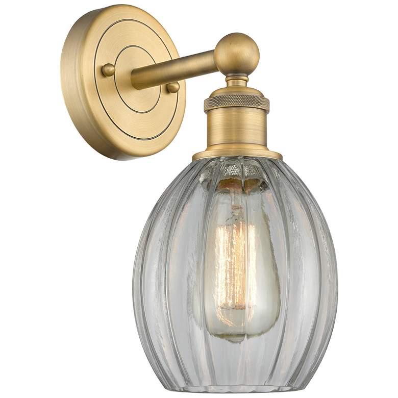 Image 1 Edison Eaton 12.5"High Brushed Brass Sconce With Clear Shade