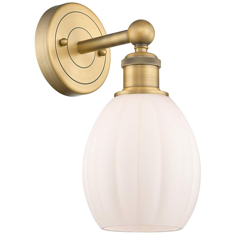 Image 1 Edison Eaton 12.5"High Brushed Brass Sconce With Matte White Shade