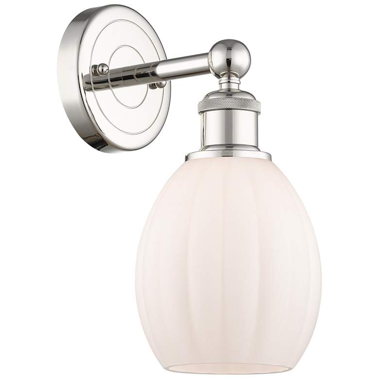 Image 1 Edison Eaton 12.5"High Polished Nickel Sconce With Matte White Shade