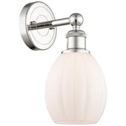 Edison Eaton 12.5"High Polished Nickel Sconce With Matte White Shade
