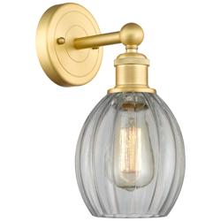 Edison Eaton 12.5&quot;High Satin Gold Sconce With Clear Shade