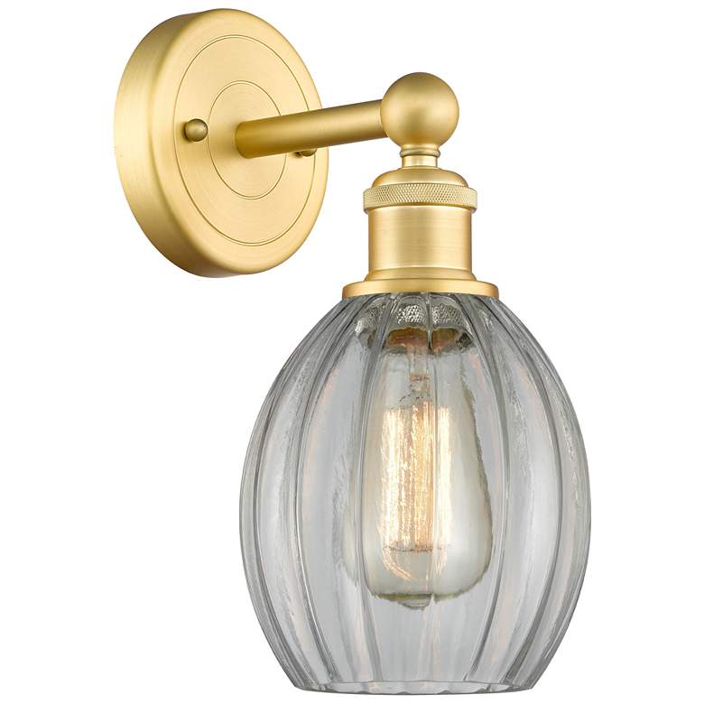 Image 1 Edison Eaton 12.5"High Satin Gold Sconce With Clear Shade