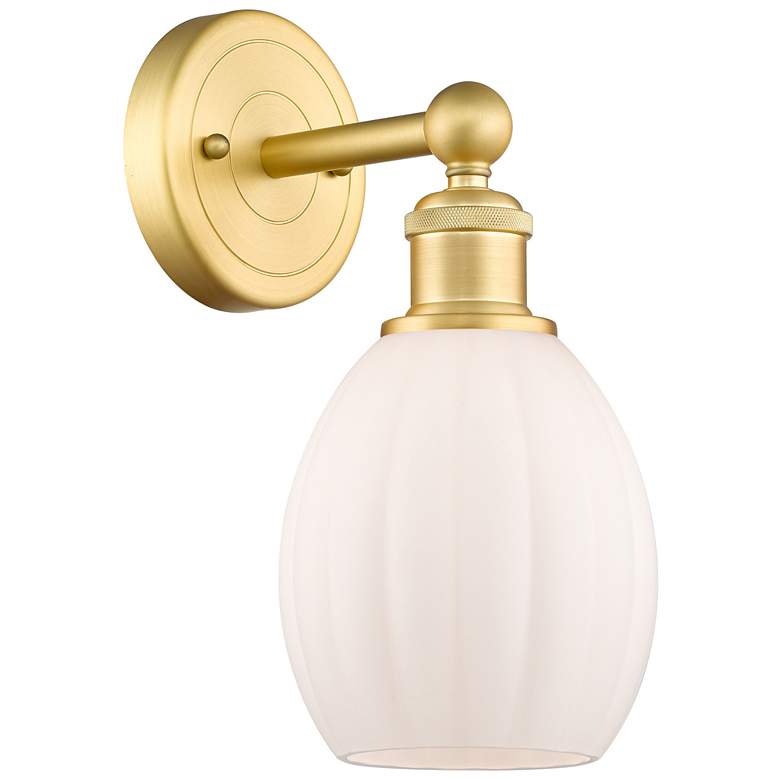 Image 1 Edison Eaton 12.5"High Satin Gold Sconce With Matte White Shade