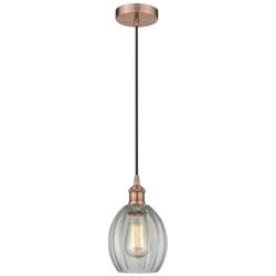 Edison Eaton 6" Antique Copper Cord Hung Mini Pendant w/ Clear Shade