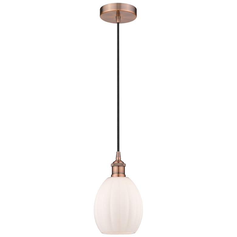 Image 1 Edison Eaton 6" Antique Copper Cord Hung Mini Pendant w/ Matte White S