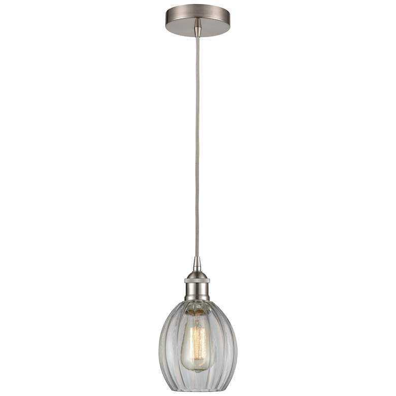 Image 1 Edison Eaton 6" Brushed Satin Nickel Cord Hung Mini Pendant w/ Clear S