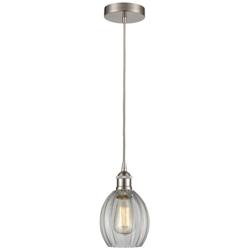 Edison Eaton 6" Brushed Satin Nickel Cord Hung Mini Pendant w/ Clear S