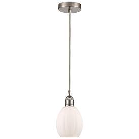 Image1 of Edison Eaton 6" Brushed Satin Nickel Cord Hung Mini Pendant w/ White S
