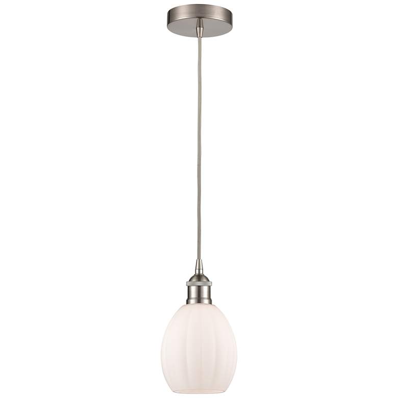 Image 1 Edison Eaton 6" Brushed Satin Nickel Cord Hung Mini Pendant w/ White S