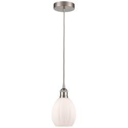 Edison Eaton 6" Brushed Satin Nickel Cord Hung Mini Pendant w/ White S