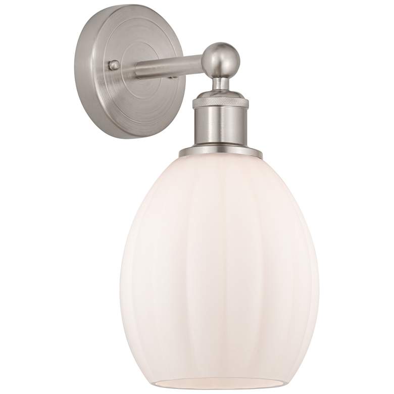 Image 1 Edison Eaton 6" Brushed Satin Nickel Sconce w/ Matte White Shade