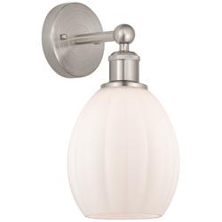Edison Eaton 6" Brushed Satin Nickel Sconce w/ Matte White Shade