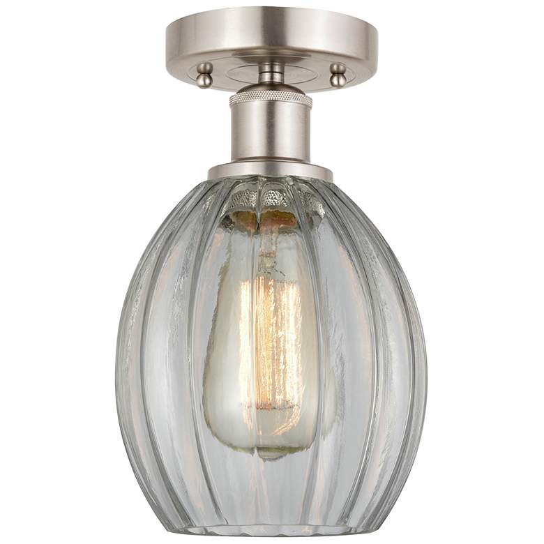 Image 1 Edison Eaton 6" Brushed Satin Nickel Semi Flush Mount w/ Clear Shade