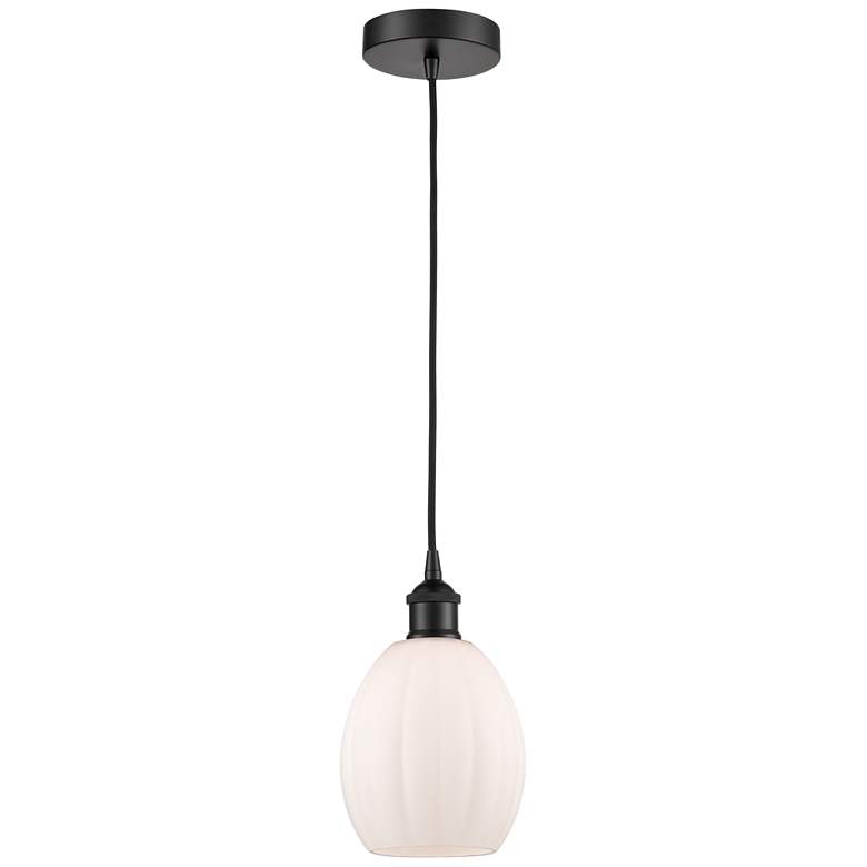 Image 1 Edison Eaton 6" Matte Black Cord Hung Mini Pendant w/ Matte White Shad