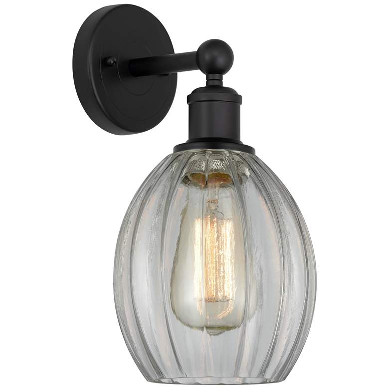 Image 1 Edison Eaton 6" Matte Black Sconce w/ Clear Shade