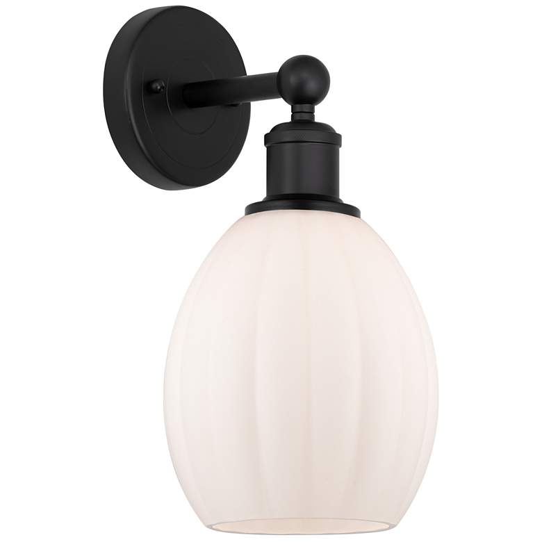 Image 1 Edison Eaton 6" Matte Black Sconce w/ Matte White Shade