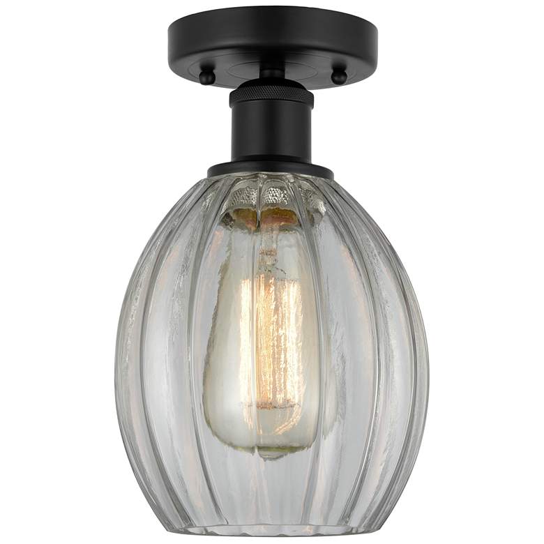 Image 1 Edison Eaton 6" Matte Black Semi Flush Mount w/ Clear Shade