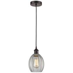 Edison Eaton 6" Oil Rubbed Bronze Cord Hung Mini Pendant w/ Clear Shad