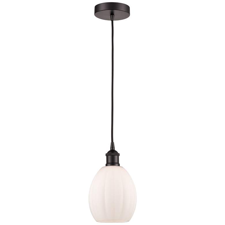 Image 1 Edison Eaton 6" Oil Rubbed Bronze Cord Hung Mini Pendant w/ White Shad