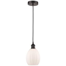 Edison Eaton 6" Oil Rubbed Bronze Cord Hung Mini Pendant w/ White Shad