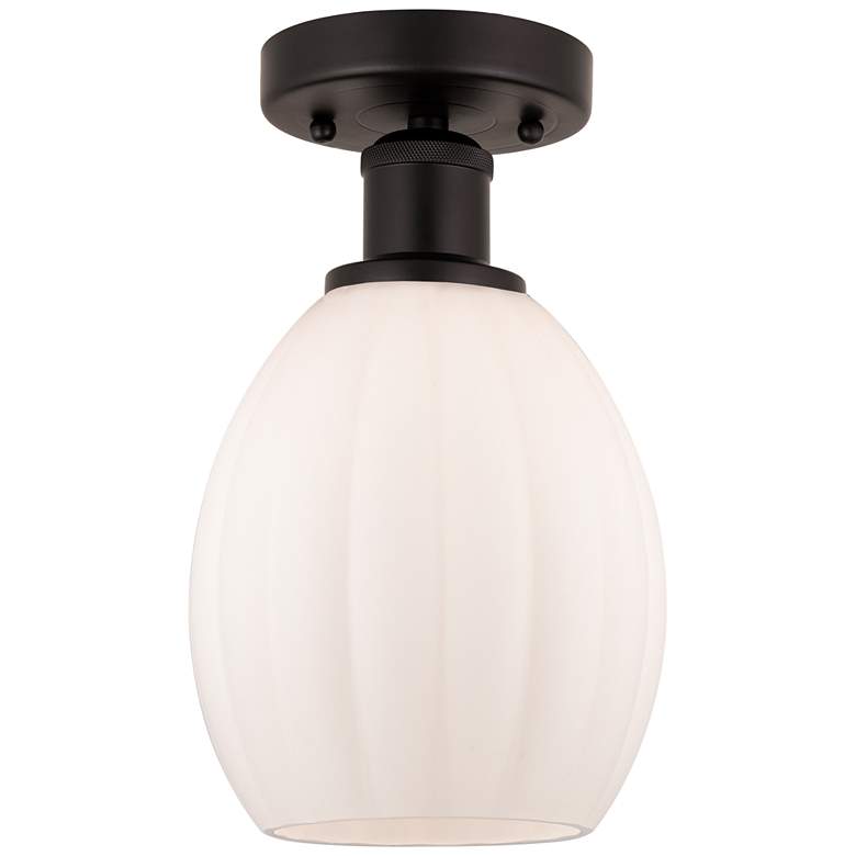 Image 1 Edison Eaton 6" Oil Rubbed Bronze Semi Flush Mount w/ Matte White Shad