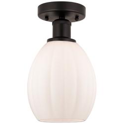 Edison Eaton 6" Oil Rubbed Bronze Semi Flush Mount w/ Matte White Shad