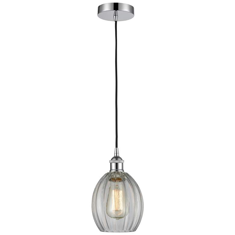Image 1 Edison Eaton 6" Polished Chrome Cord Hung Mini Pendant w/ Clear Shade