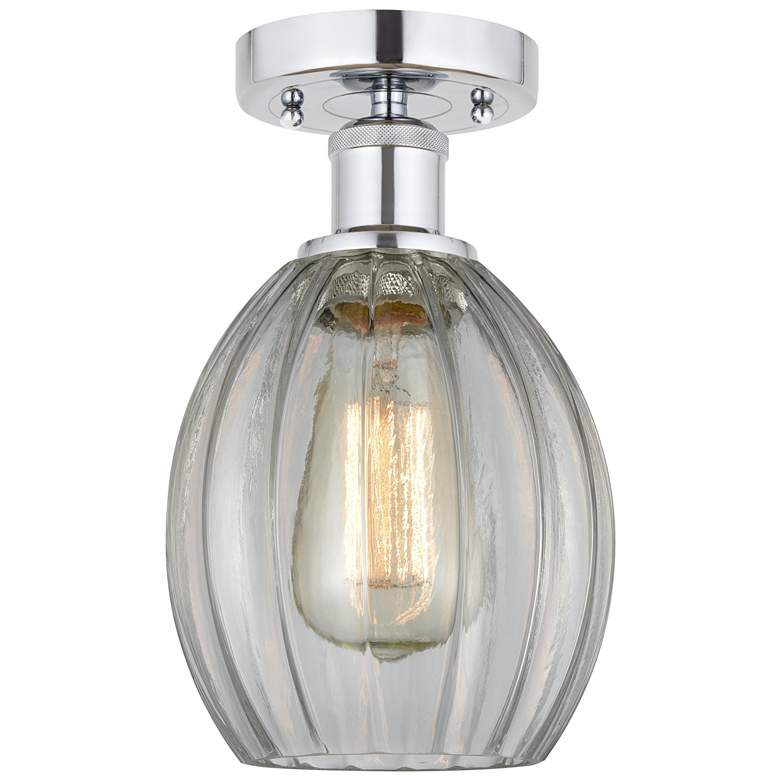 Image 1 Edison Eaton 6" Polished Chrome Semi Flush Mount w/ Clear Shade