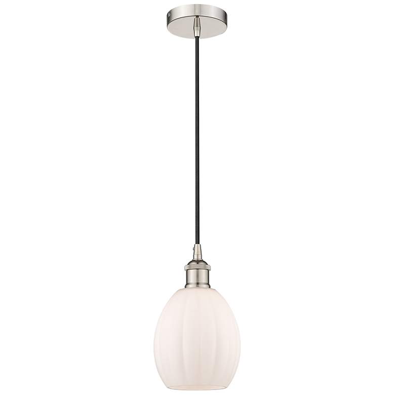 Image 1 Edison Eaton 6" Polished Nickel Cord Hung Mini Pendant w/ Matte White