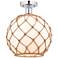 Edison Farmhouse 10" Chrome Semi Flush w/ White & Brown Rope Shade