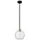 Edison Farmhouse 10"W Black Brass Stem Pendant w/ Clear White Shade